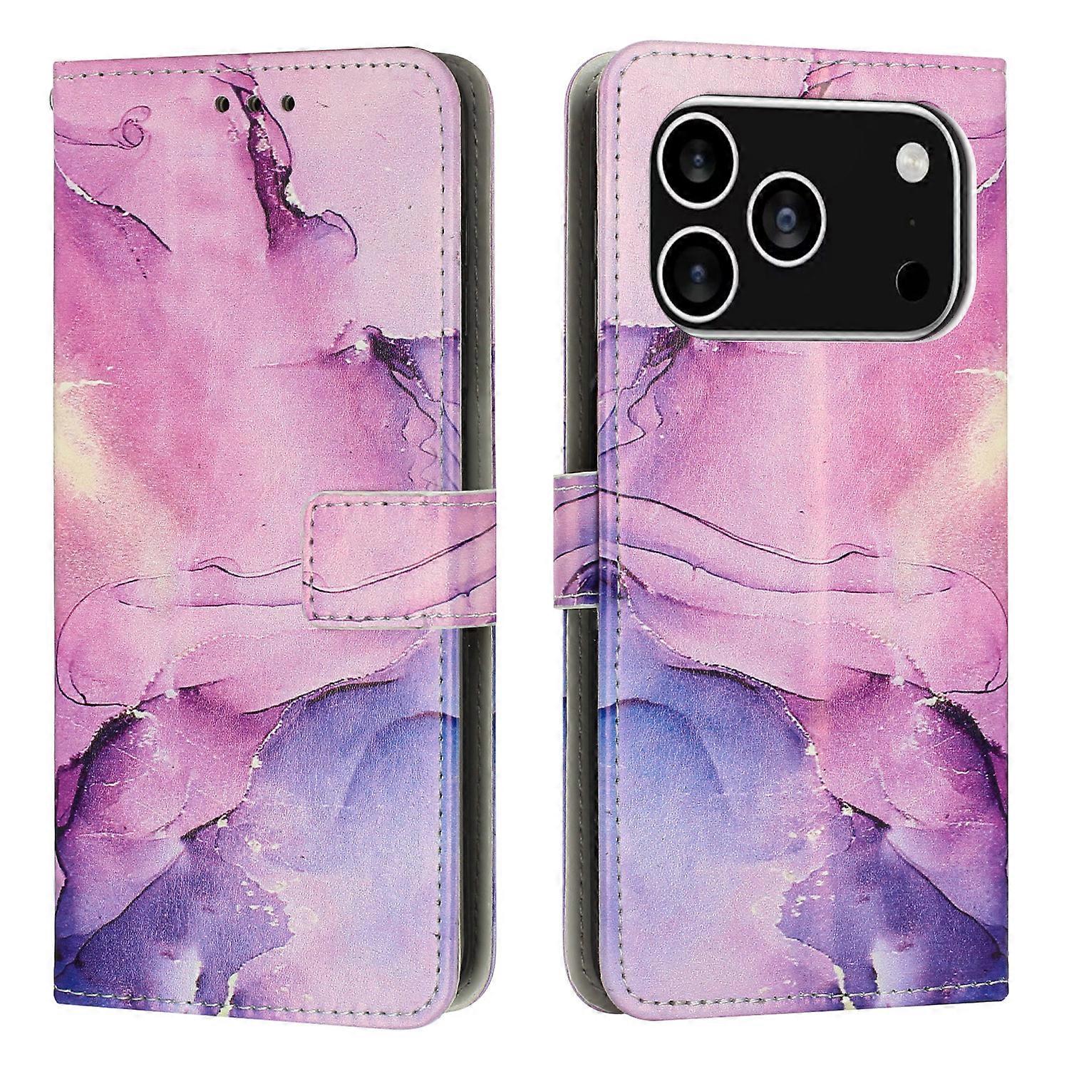Compatible For iPhone 17 Pro Stand Case Marble Pattern PU Leather Wallet Phone Cover