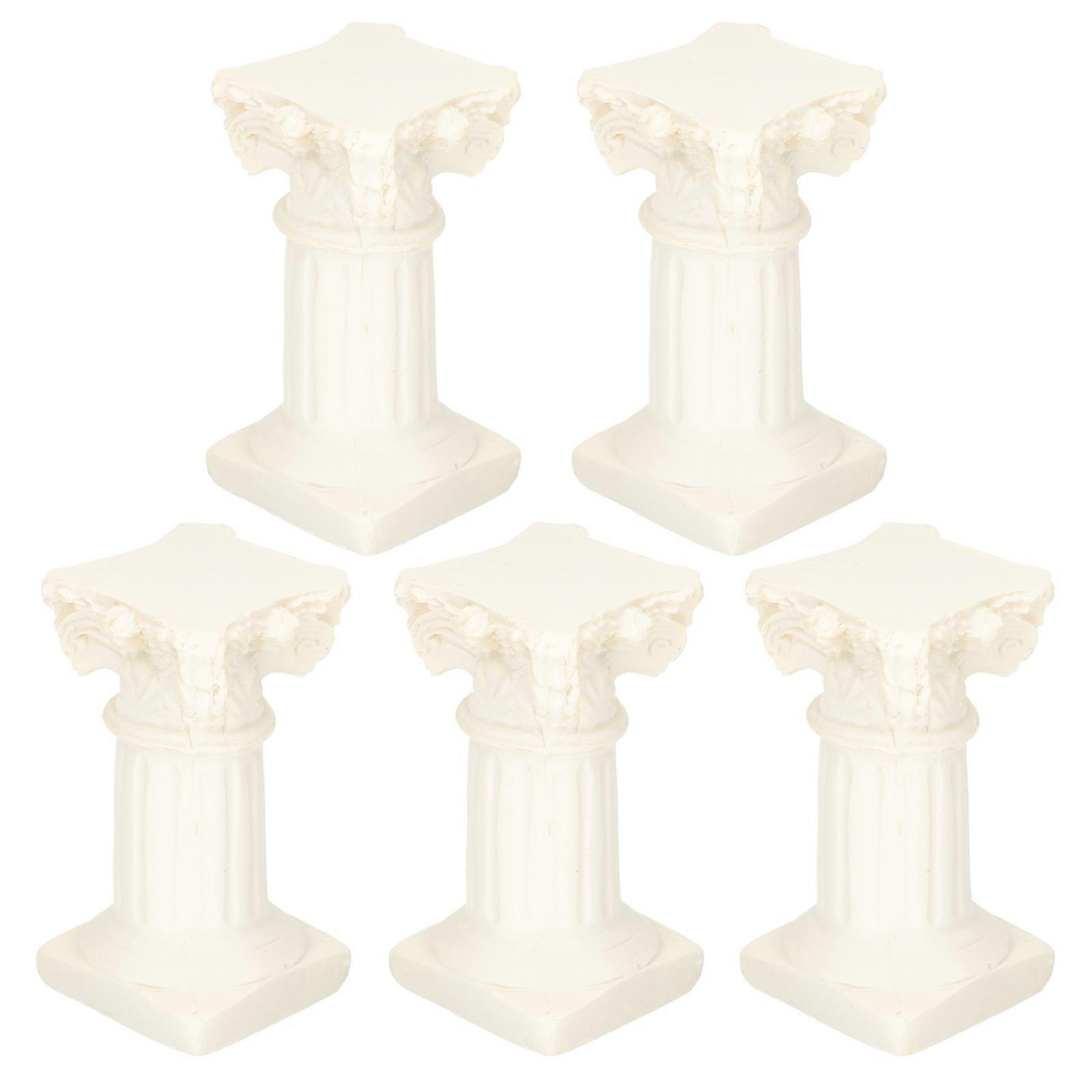 Stylish Candlestick Holders Desktop Decorative Candleholders Indoor Use Retro Style Column 2.6×1.4×1.4in Materials 5Pcs