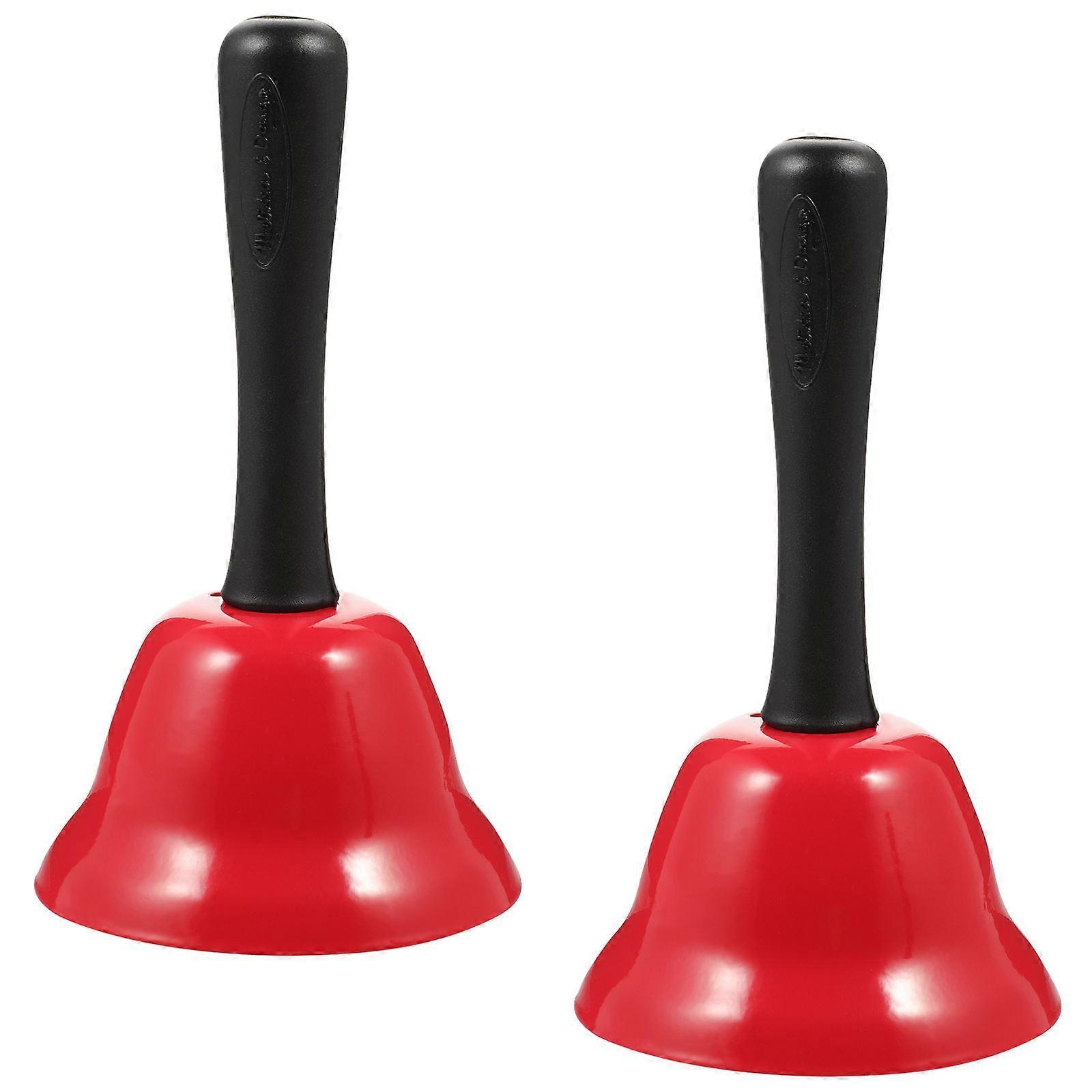 Decorations Bells Metal Handbell Set Christmas Party Use Red 2Pcs