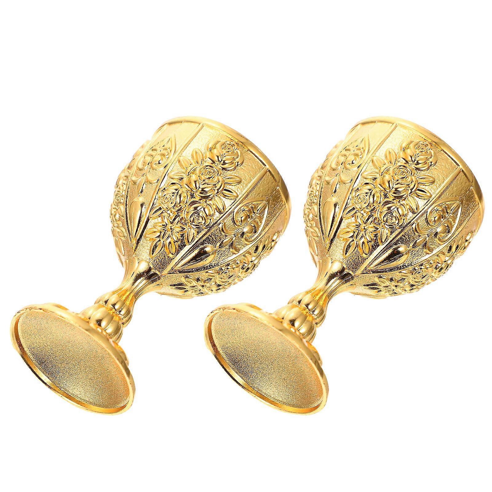 Creative Goblet Nordic Goblet Alloy Flower Pattern Storage Wedding 2Pcs