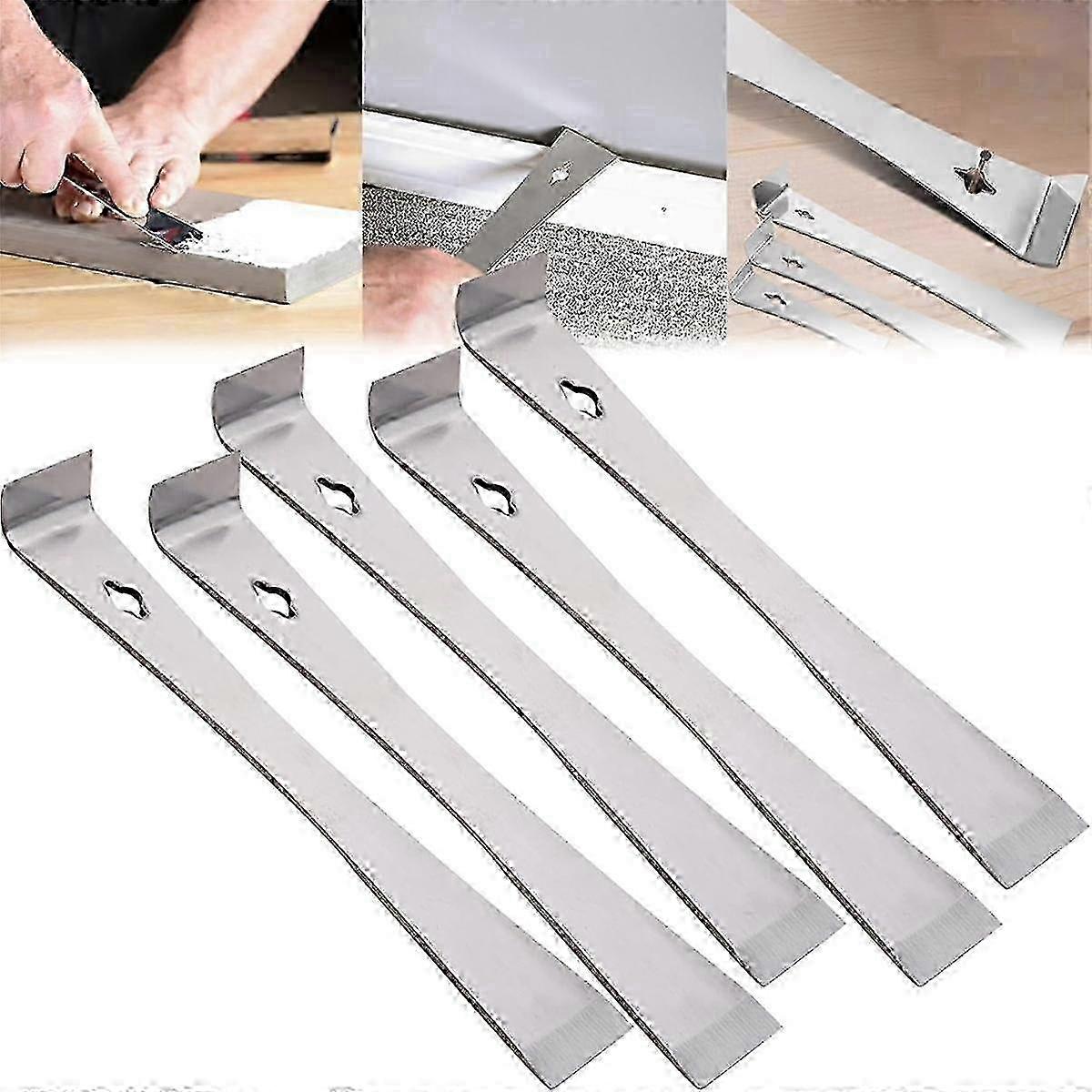 10-Inch Multi-Purpose Magic Stainless Steel Pry Bar with Integrated Scraper and Chisel for WoodworkingSilver SZRH A-J