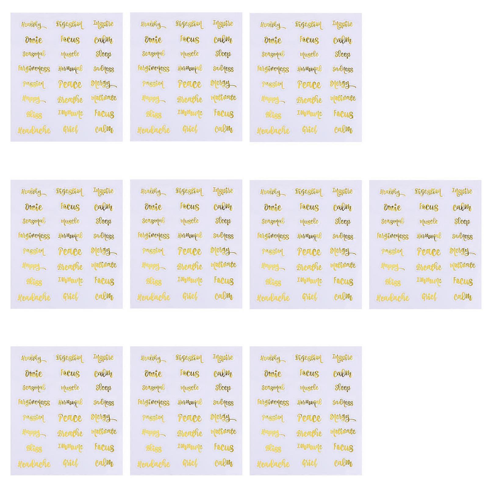 Golden PVC Essential Oil Decal for DIY Perfect for Marking and Decorating Cosmetic Bottles 10 Sheets