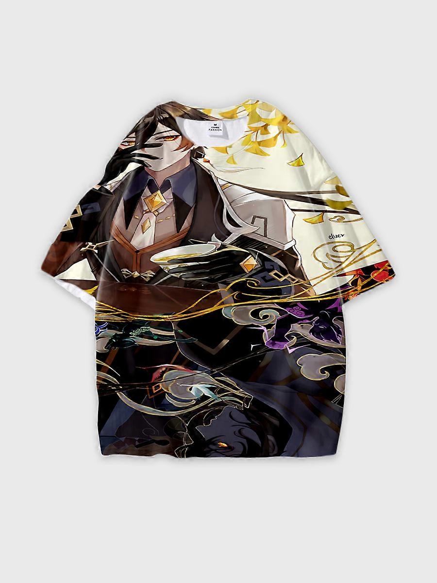 T-shirt round neck Role Pattern loose short sleeve D209