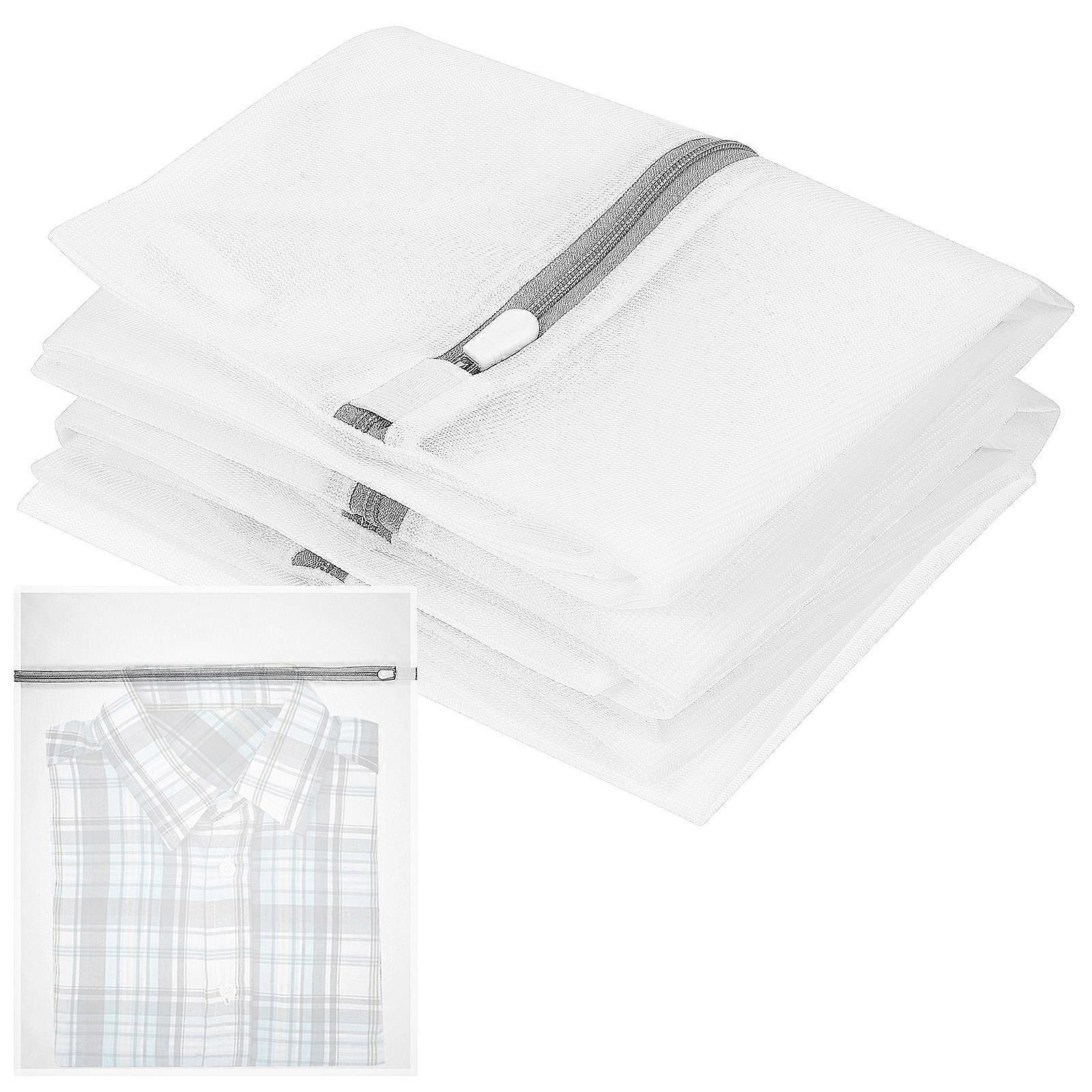 Large Mesh Laundry Bag Fine Mesh Design Versatile Use 3Pack White Rectangular Polyester For Washing Machine