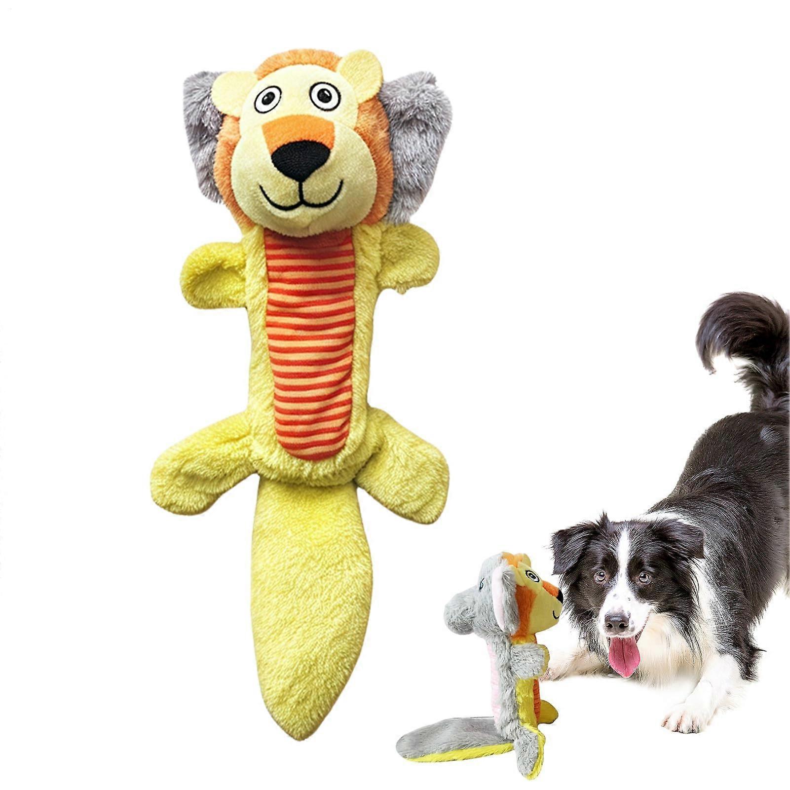 Stuffed Animals For Dogs - Plush Squeaker And Crinkle Toy, Animal-Shaped Interactive Chew, Yellow
