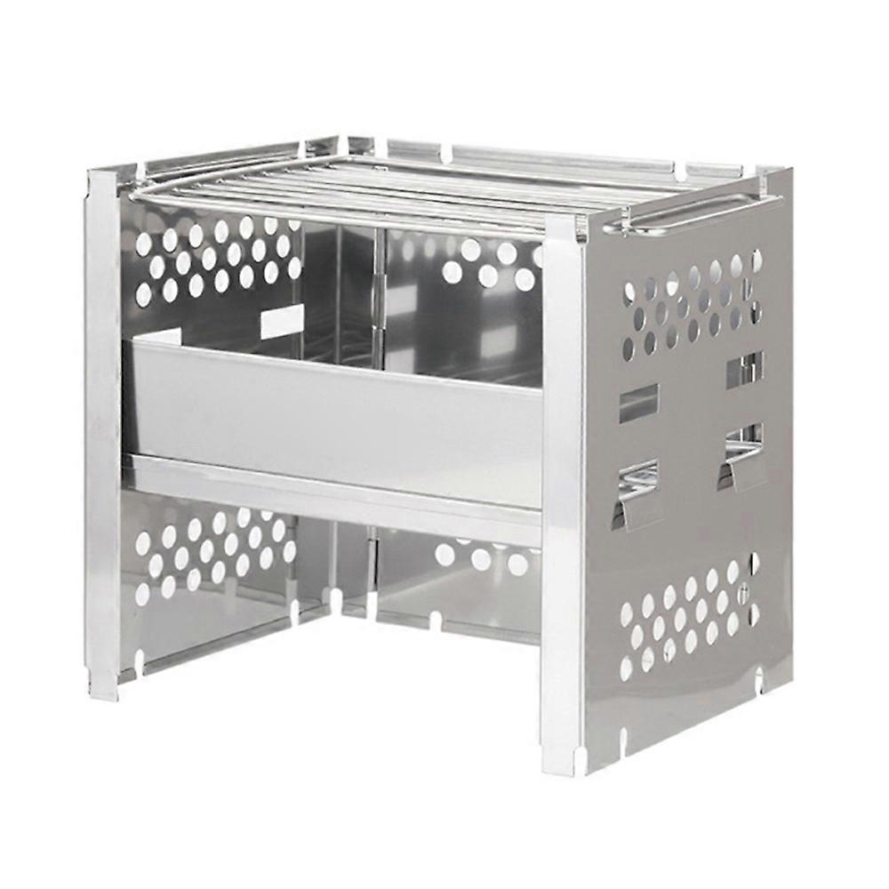 WS045 Outdoor Stainless Steel Barbecue Grill Stove Stand Portable Wood Burning Stove Camping Picnic (No FDA Certificate)