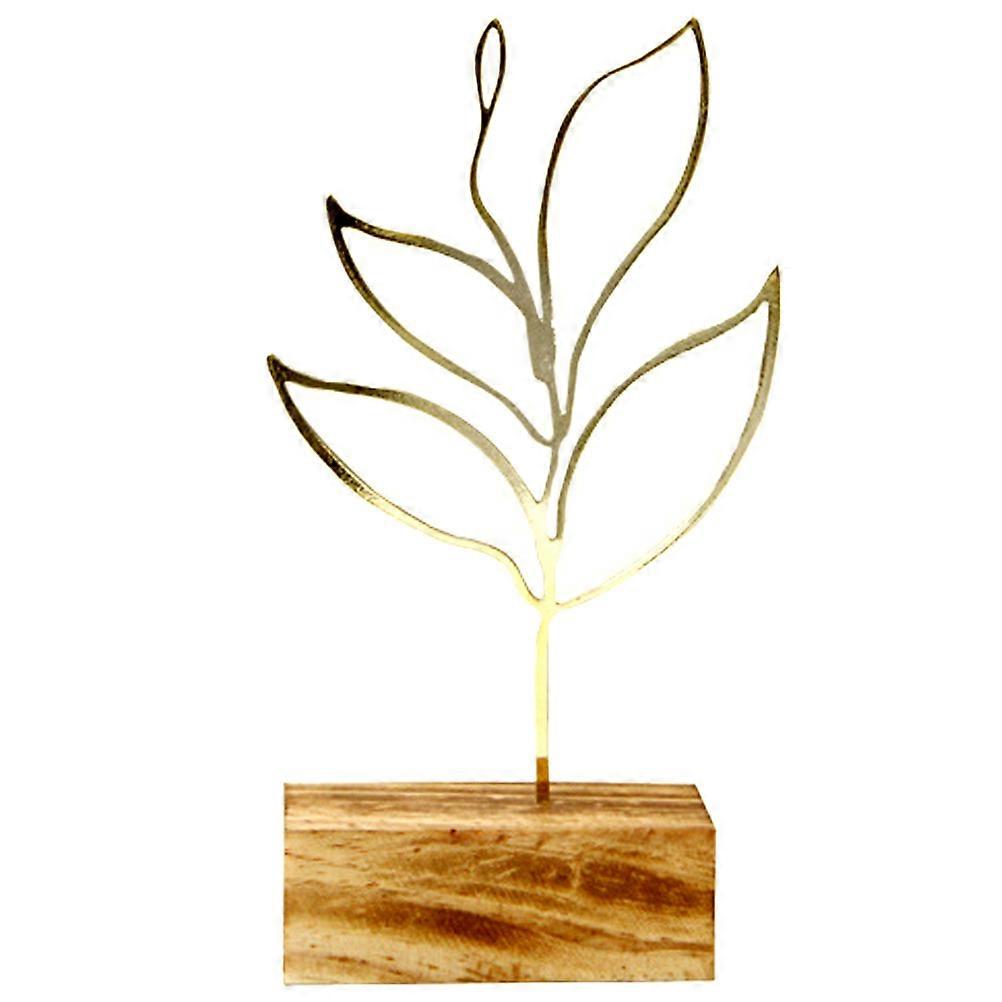 Golden Metal Leaf Craft for Adornment Elegant Desktop Ornament for Home Decor 7 inch