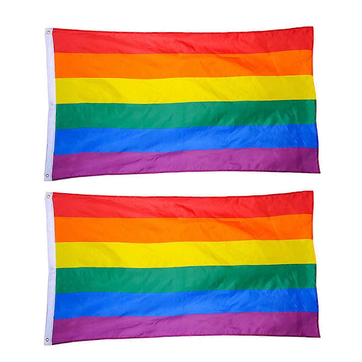 Rainbow Flag Large Polyester Banner with Brass Grommets for Decorating 3x5
