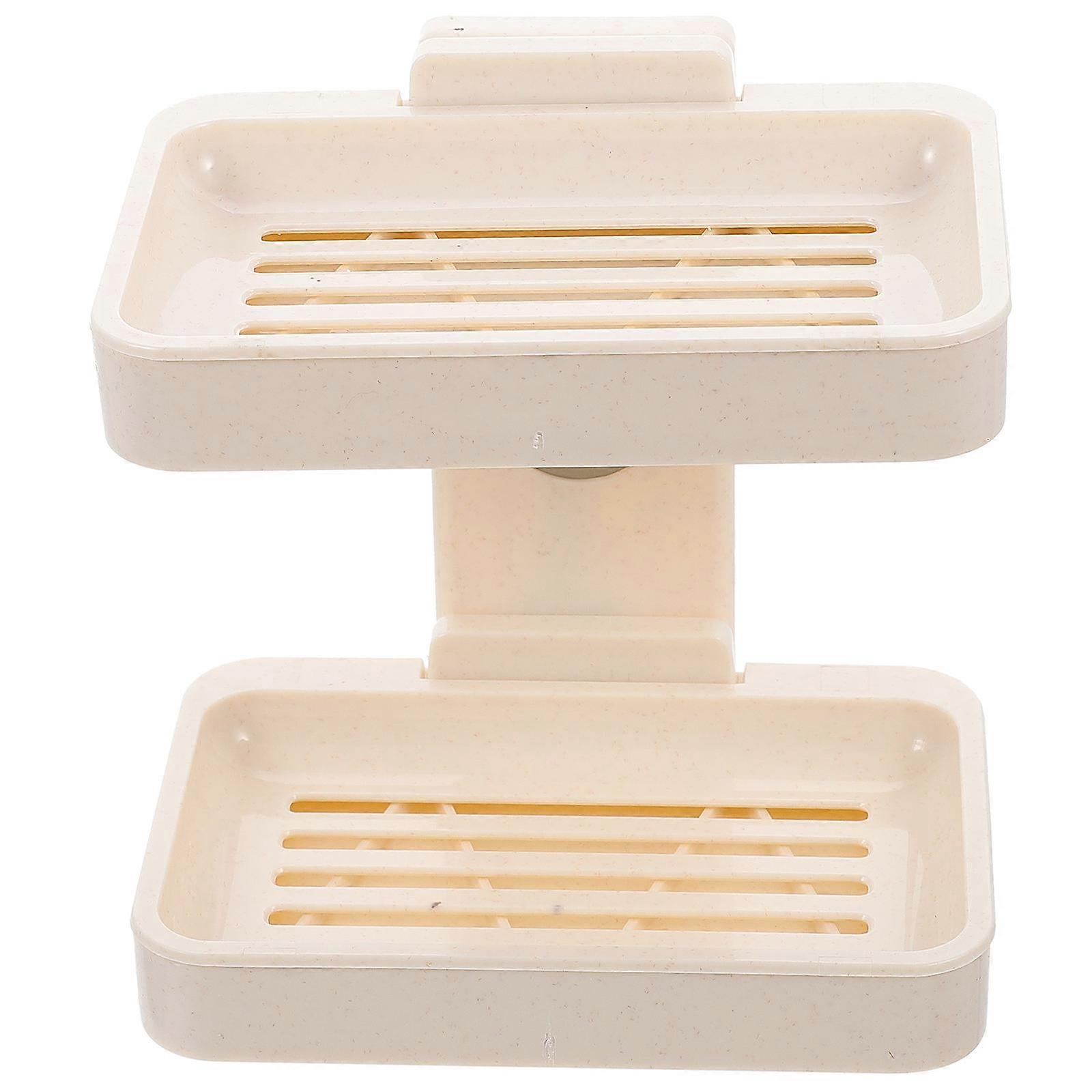 Wall Mountable Double Layer Soap Dish For Shower 14X13.5X10CM ABS Material Waterproof 1Pcs