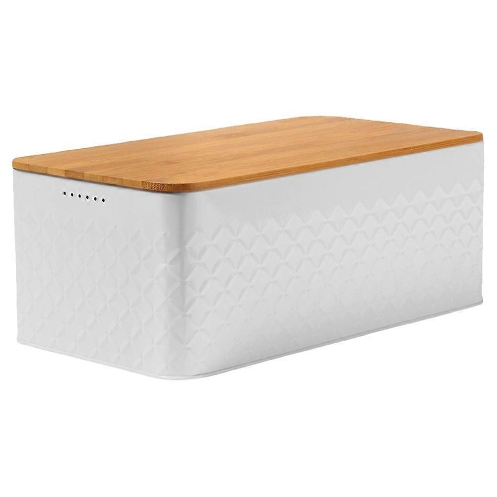 Air Tight Bread Box for Kitchen Iron and Bamboo Combination Storage Solution for Households Bakeries Coffee Shops 1Pack