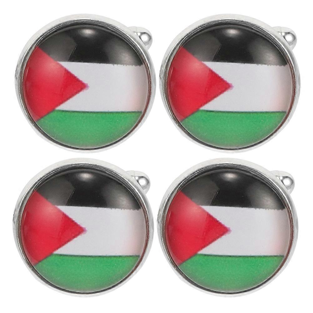 Palestine Flag Cufflinks for Men Elevate Style with Durable Zinc Alloy Buttons Multi Color Clothes Decoration 4 Pieces