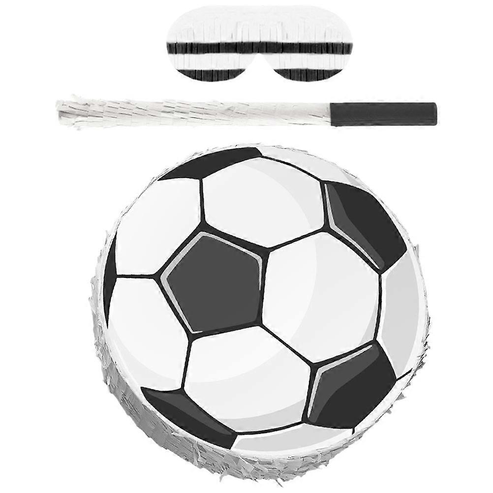 Football Piñata with Stick & Blindfold – Colorful Crepe Paper Decoration with Hanging Loop – Fun Party Favors & Games for Boys – Perfect for Soccer