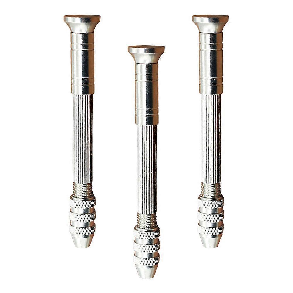3Pcs Manual Drill for DIY Use Walnut Amber Model Hole Puncher Mini Hand Drill in Silver Color Made
