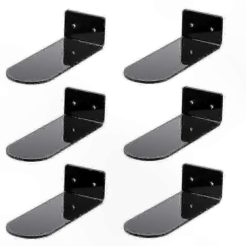 Black Acrylic Floating Shoe Shelf Set - 6 Wall-Mounted Racks for Sneaker Display