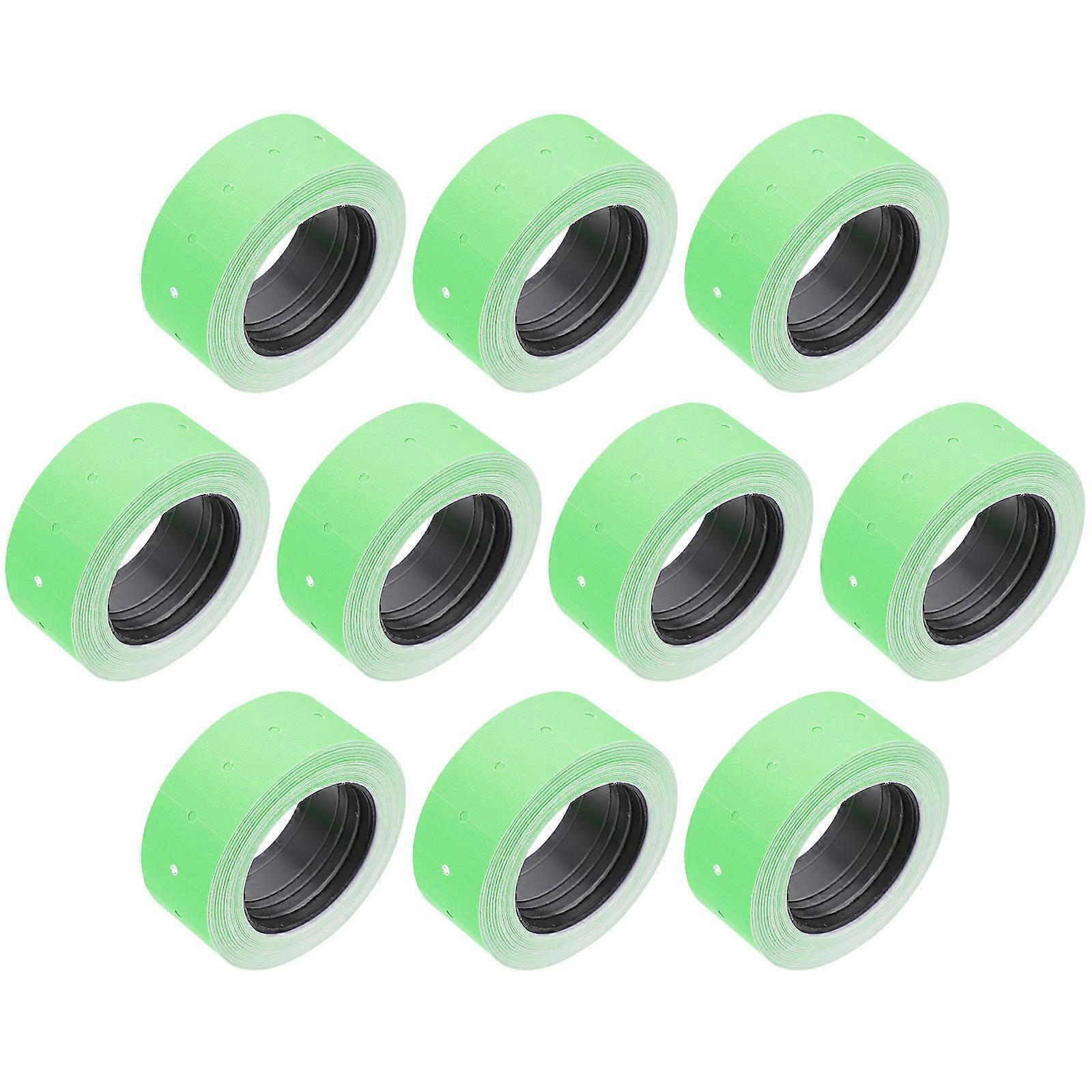 Green Price Tag Sticker Paper for Shop Use 10 Rolls Adhesive Price Label Paper