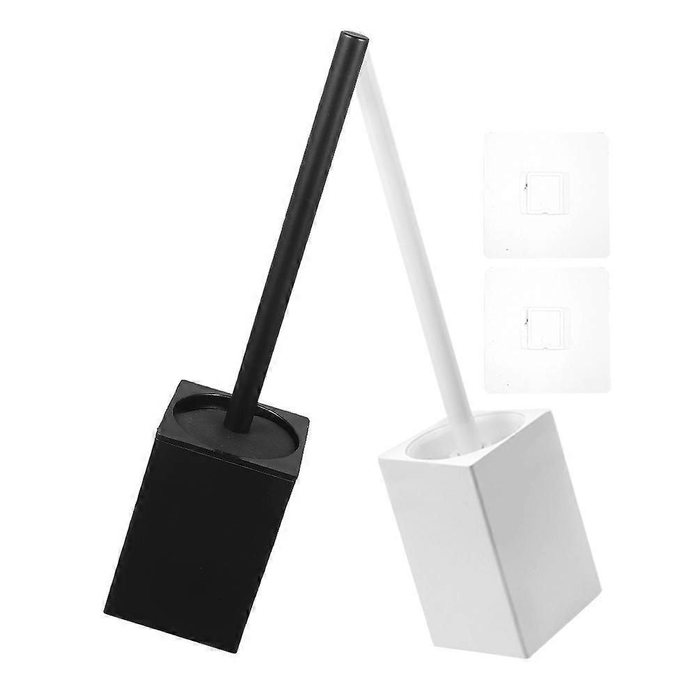 Long Handle Toilet Brush Cleaning Tool for Hotel Bathrooms Wall-mounted Design Non-scratch Bristles for Edge Cleaning 2 Sets