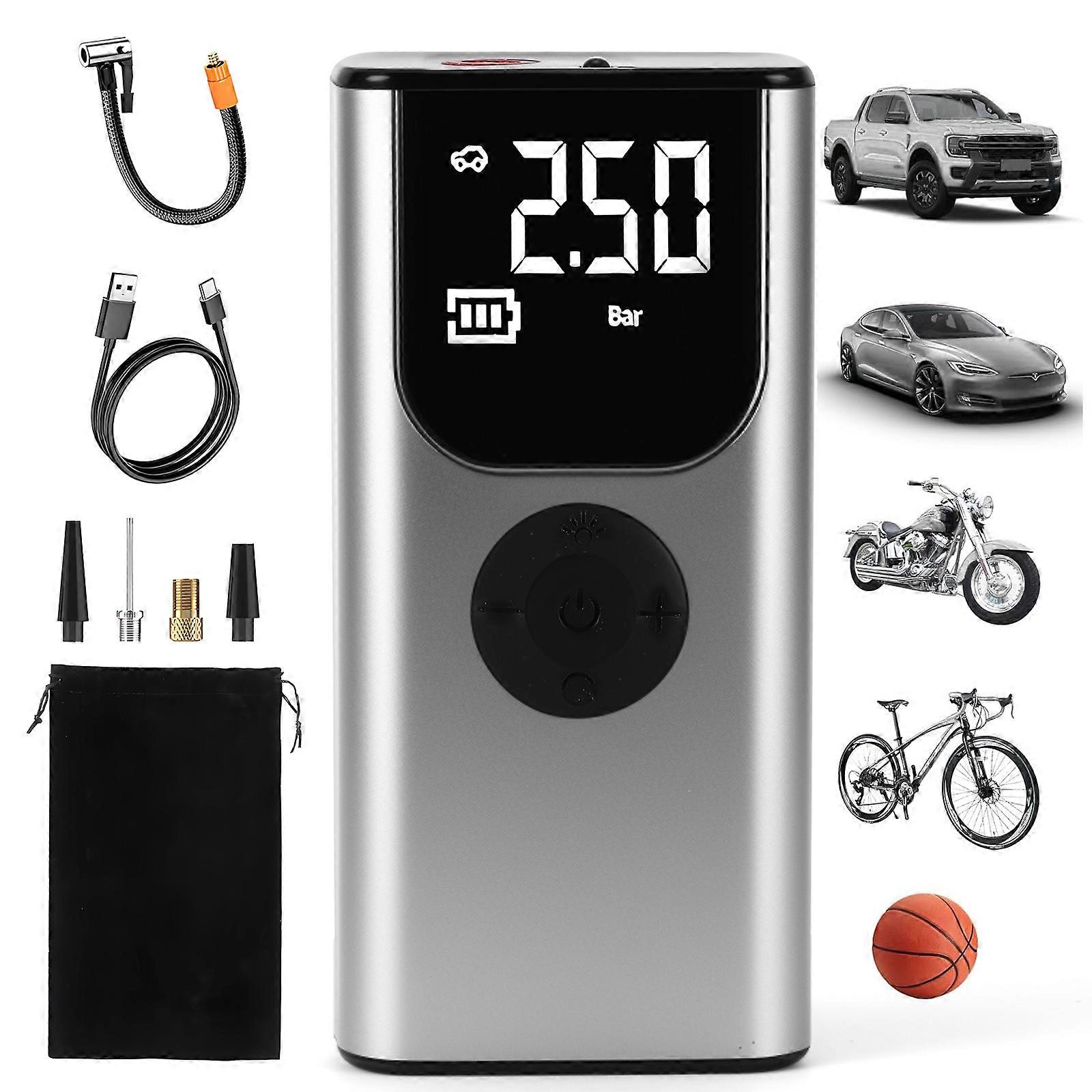 Multi-function Portable Wireless Air Pump (Silver)