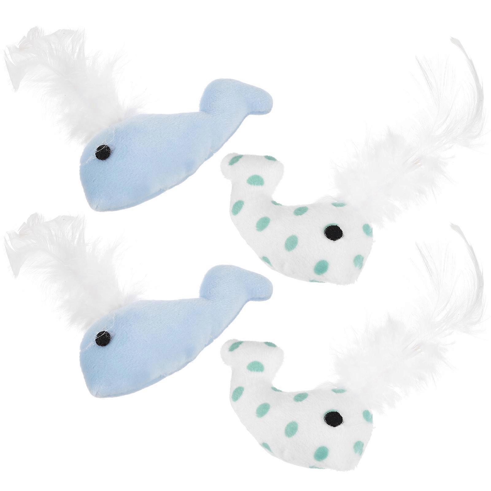 Cat Toys Plush Whale Interactive Play 4Pcs Kitten Chew Bite Toys Set