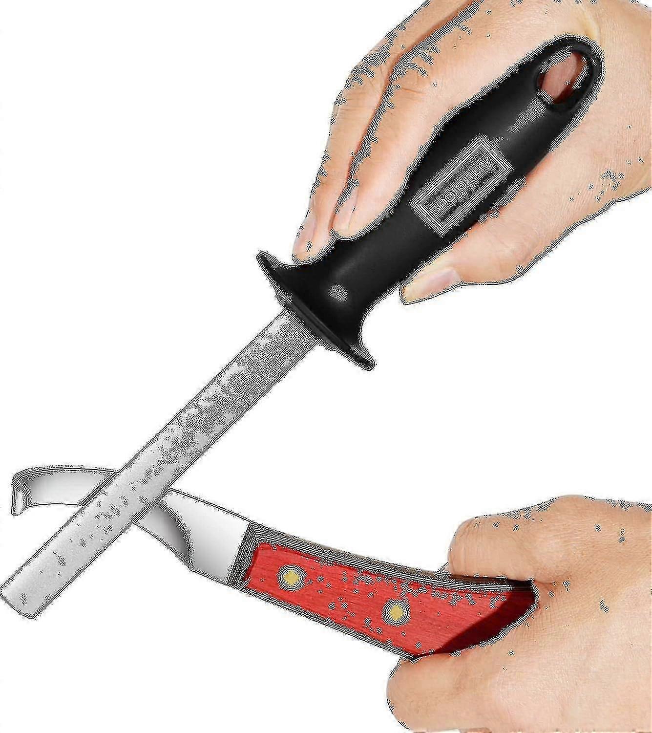 Antidious Hoof Knife Sharpener, 5 Inch Farrier Tool Honing Rod With Diamond Coated To Keep Hoof Knives And Cutting Instruments Sharp Black