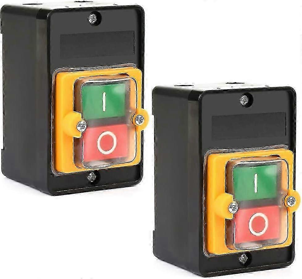 2PCS Machine Switch AC 220V/380V 10A Pushbutton ON/OFF Motor