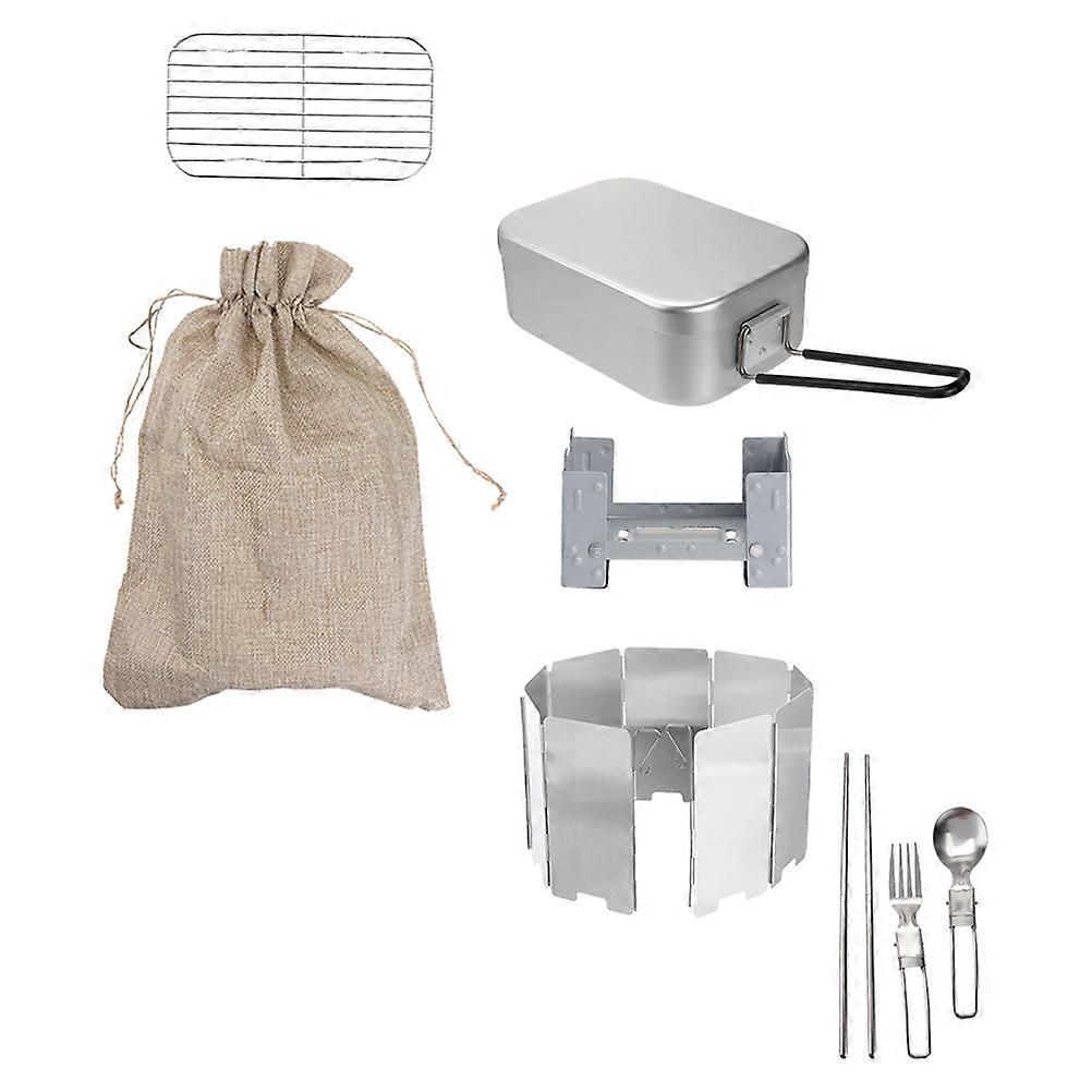 1 Set Foldable Outdoor Picnic Food Container with Steaming Rack, Portable Handle & Multifunctional Design for Camping, Backpacking & Student Lunches