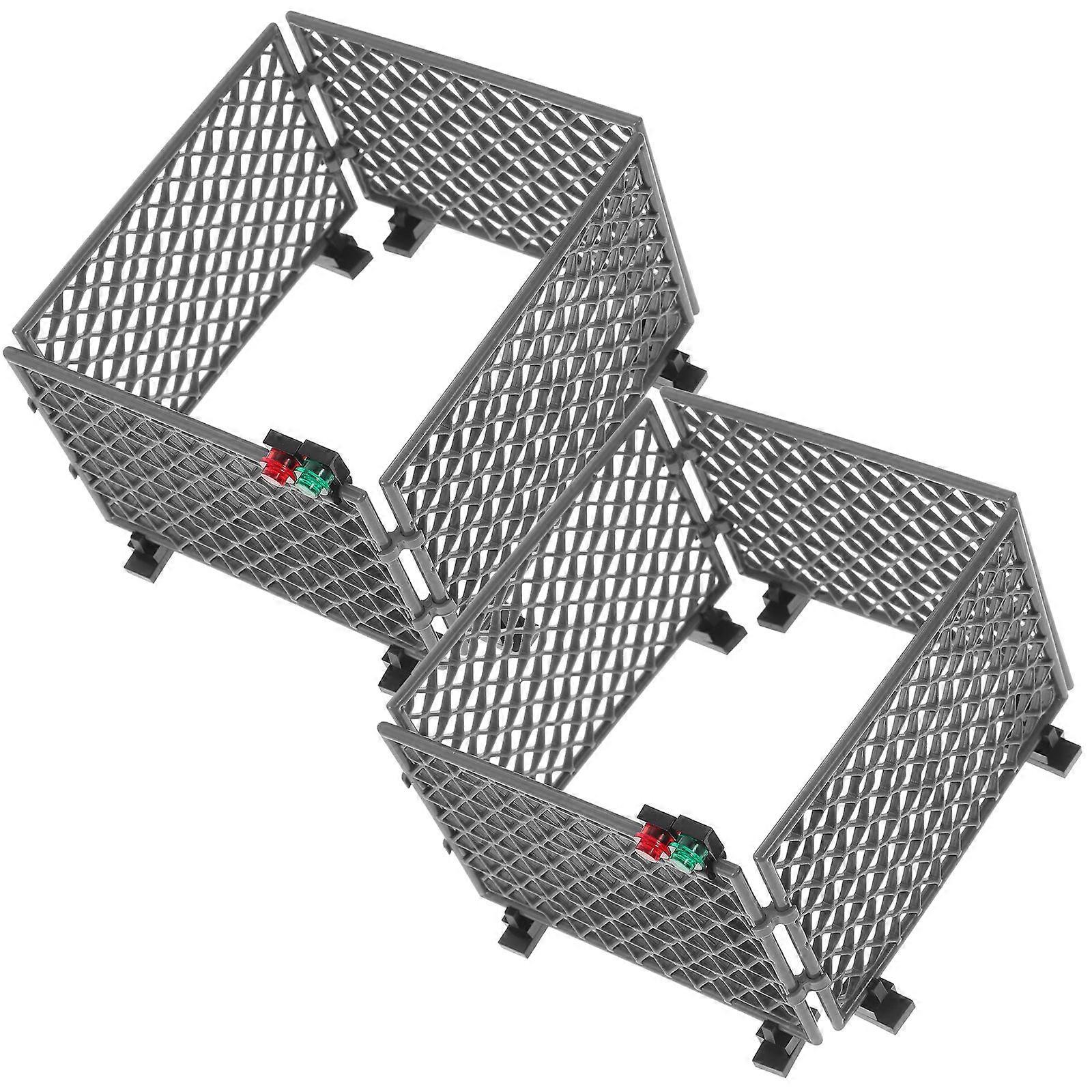 Grey ABS Plastic Military Fence Model Toys for Playing 2 Sets of War Game Scene Accessory 6.3 Inches