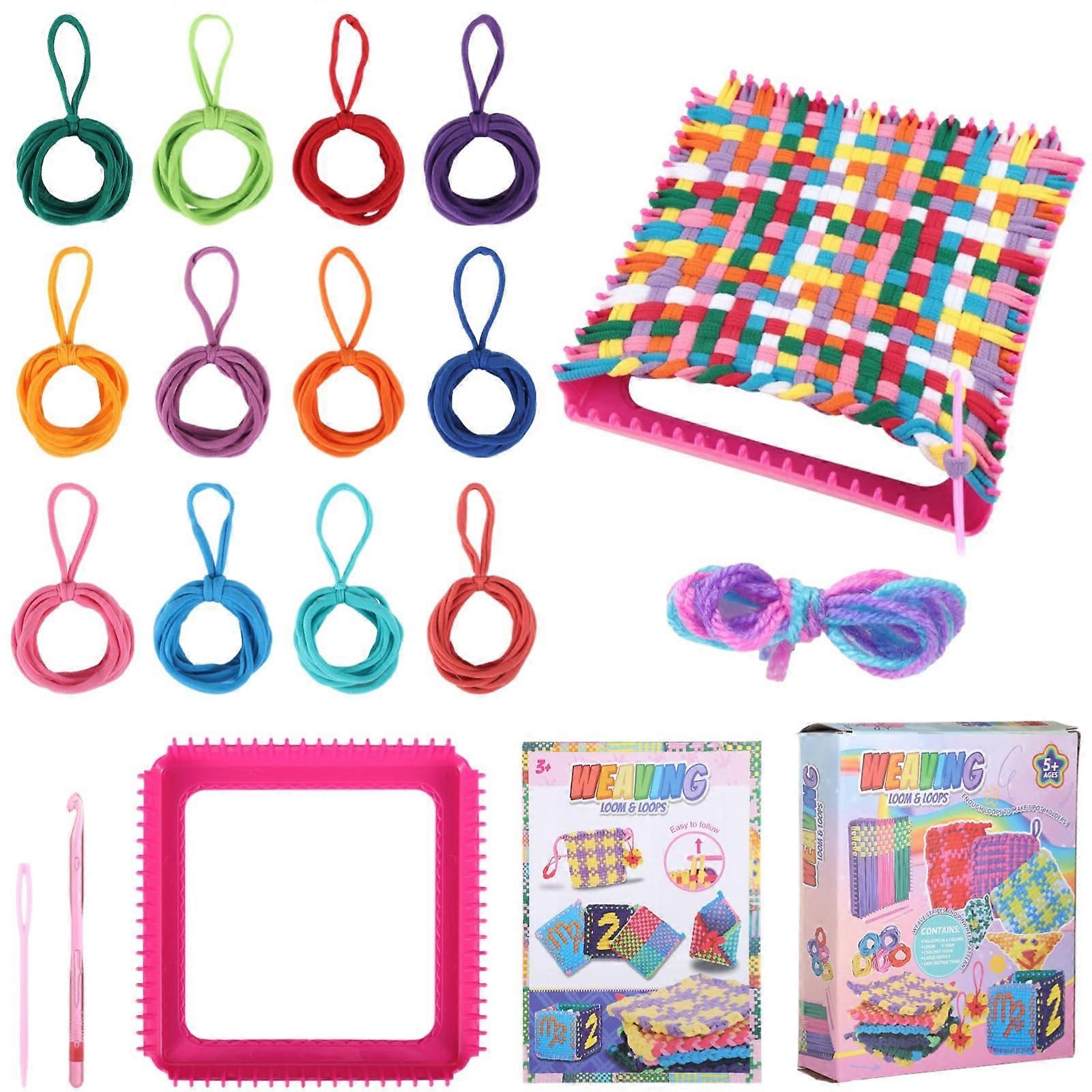 DIY Kit for Beginners with 96 Loops, Creative Coaster Set with Needle, Square Frame and Instructions