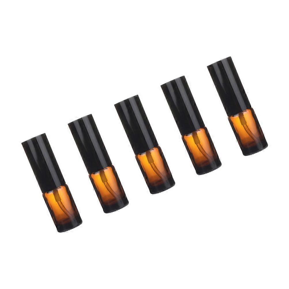 5Pcs Glass Portable Empty Bottles for Essential Oils and Perfumes during Home Use Or Travel Brown Color