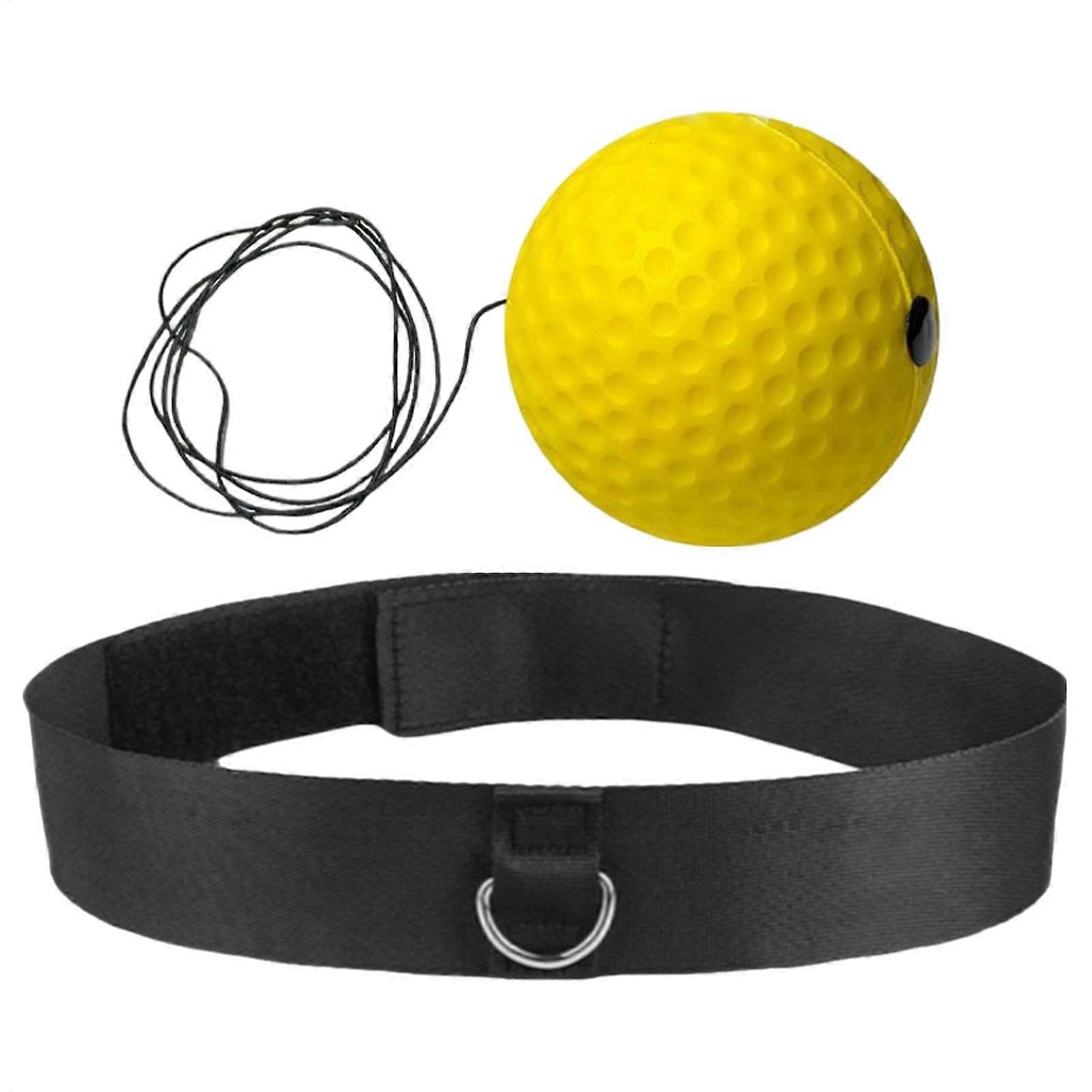 Boxing Reflex Ball Set With Headband for Kids, Beginner Training, Speed Ball for Hand-Eye Coordination, Dorm, Yellow