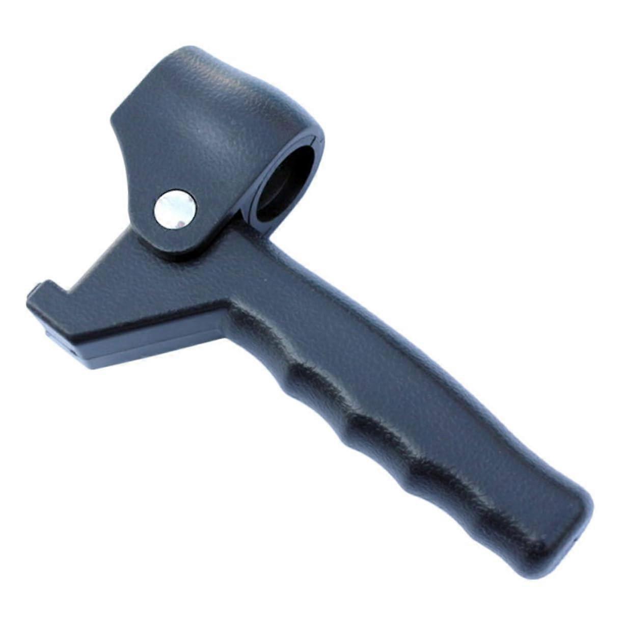 Ergonomic cane handle made of durable plastic, comfortably shaped, longlasting, black.
