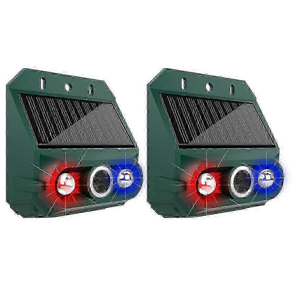 N911z 2pcs Solar Powered Ultrasonic Bird Repellent Led Flashing Pigeon Deterrent Motion Sensor Alarm