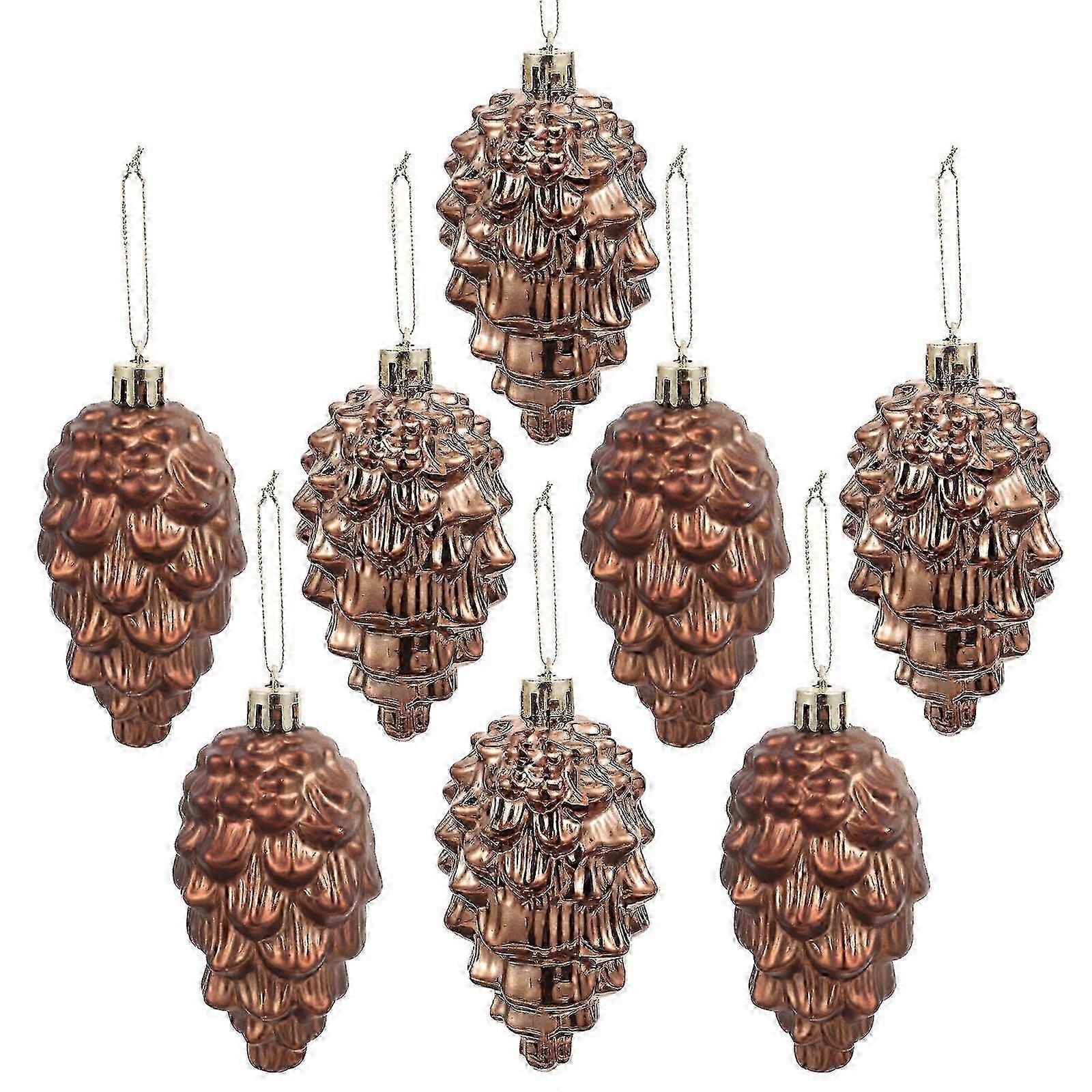 8pcs Christmas Hanging Ornaments with Pine Cone Decorations for Holiday Tree