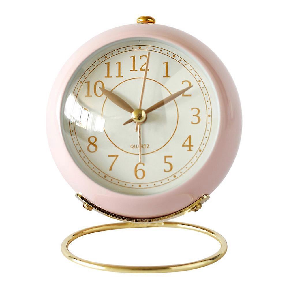 Alarm Clock Bedside Desk Clock Home Furnishing Pink Quartz Clock Core Alarm 1Pack