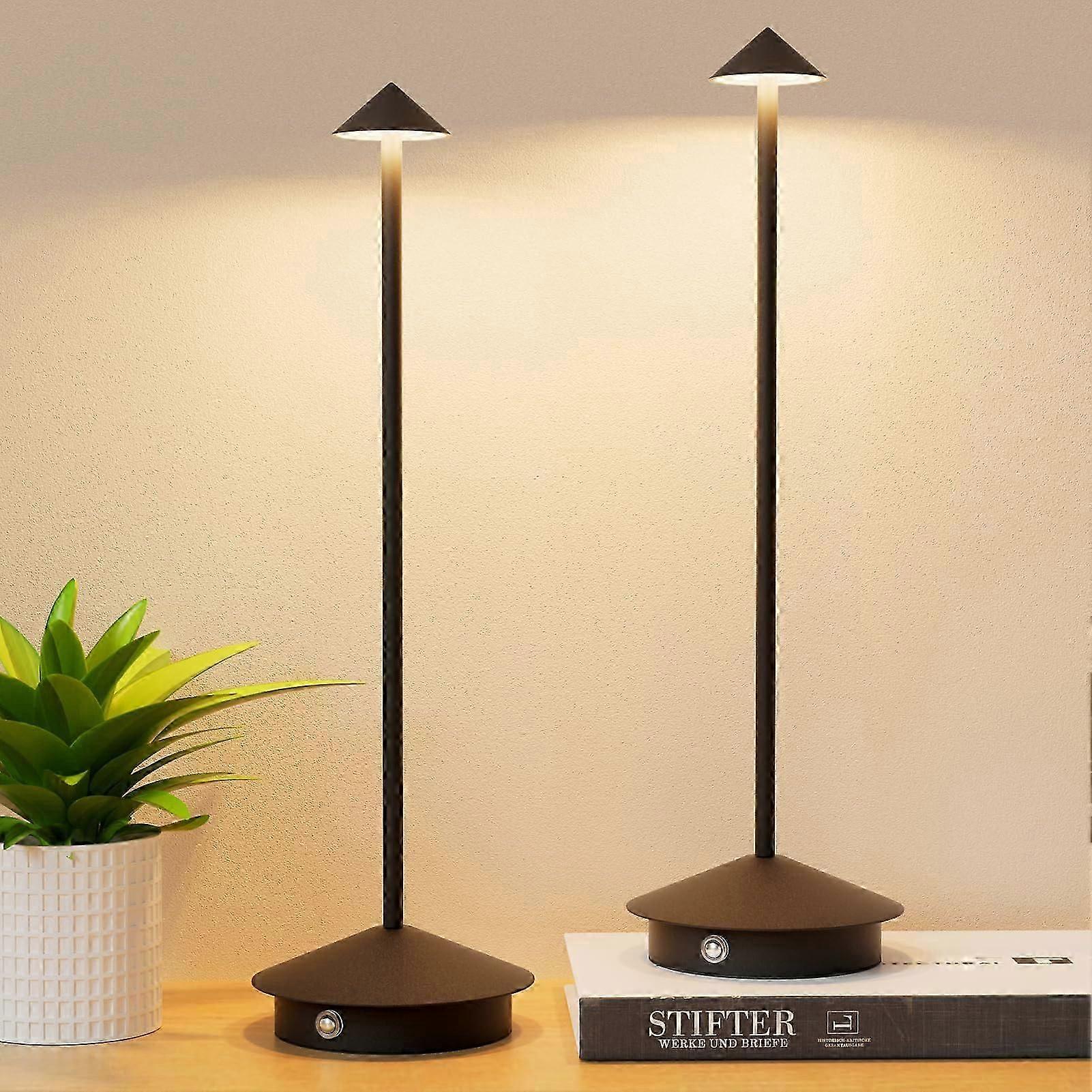 2-Pack 6000mAh Rechargeable Led Table Lamps,Outdoor Cordless, 3-Color Dimmable