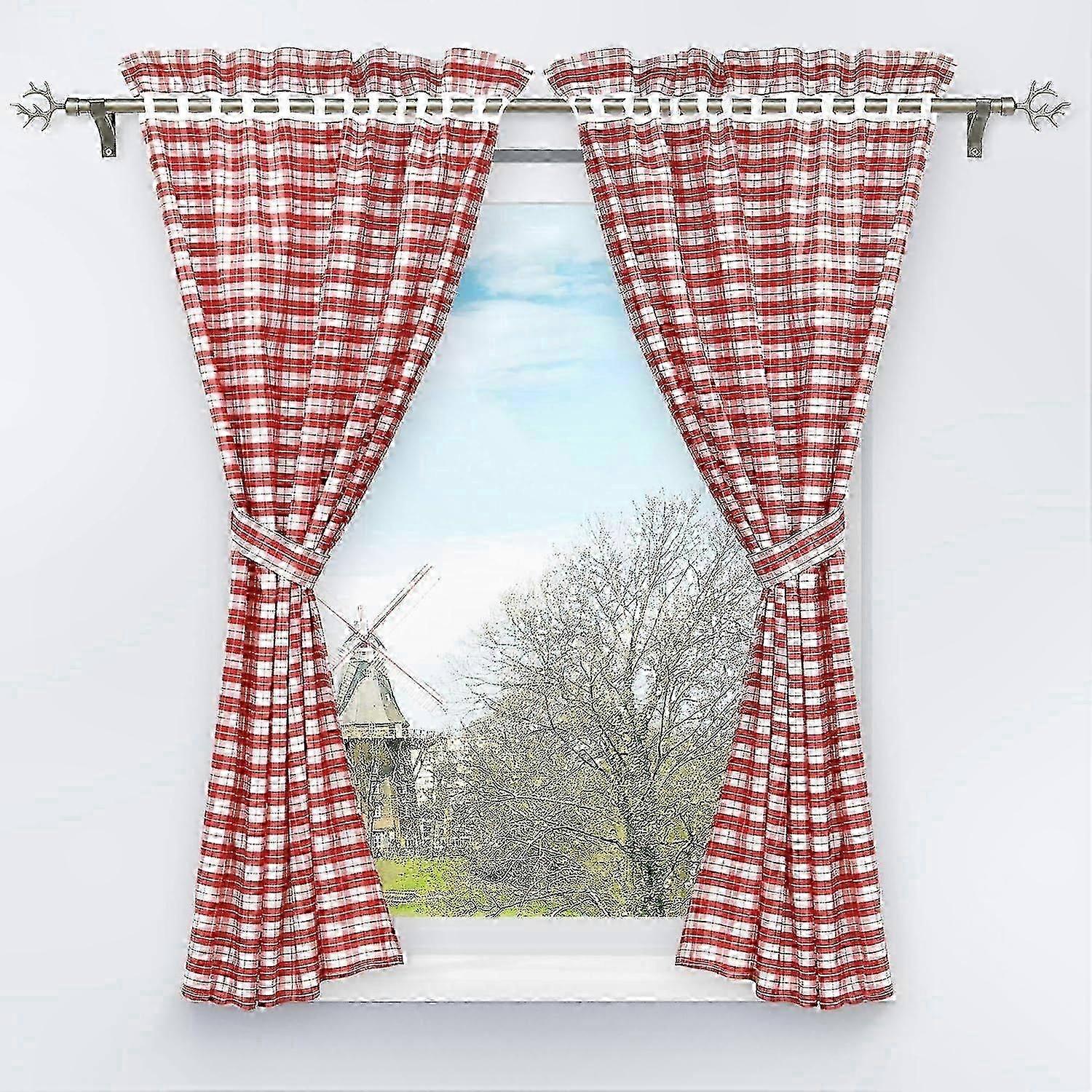 Pair of Thermal Insulated Curtains with Plaid Pattern for Bedroom Windows, 120x80cm, Dark Shade Design for Enhanced Privacy and Style