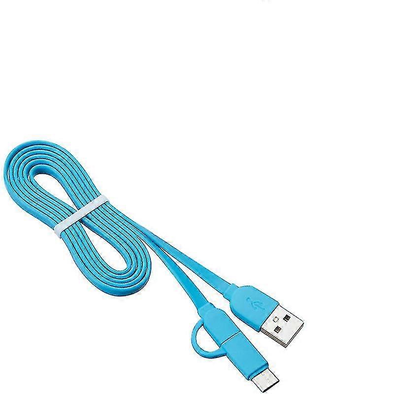 2Pcs Blue Usb Sync/charging Cable Mfi Usb Micro & Type-c Az1543