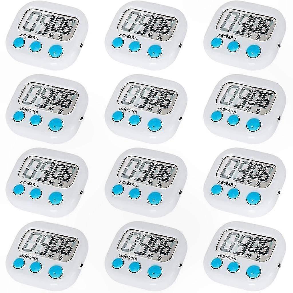 12-Pack Digital Kitchen Timers with On/Off Switch and Loud Alarm Functionality