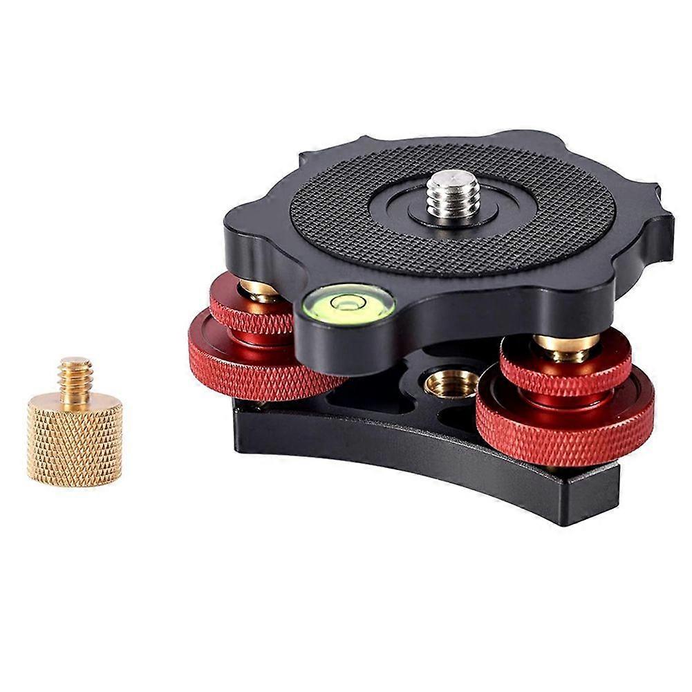 Tripod Leveling Base with 3/8 to 1/4 Bracket Adapter, Aluminum Alloy Camera Leveler for Macro-Panoramic Photography LP64