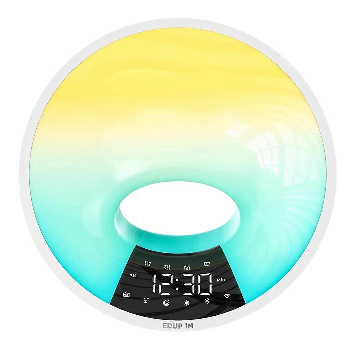 Intelligent Wake Up Light Alarm Clock with Soothing White Noise APP/Voice Control Sleep Aid Bluetooth Speaker EU Plug