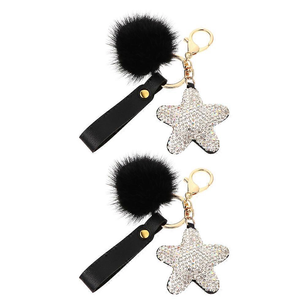 Cute Fluffy Star Keychain with Rhinestone Design for Handbags and Backpacks Assorted Color