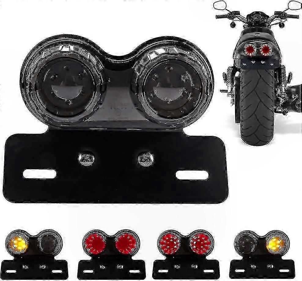 Black Lens Integrated Motorcycle Tail Light with Brake and Turn Signal Functionality