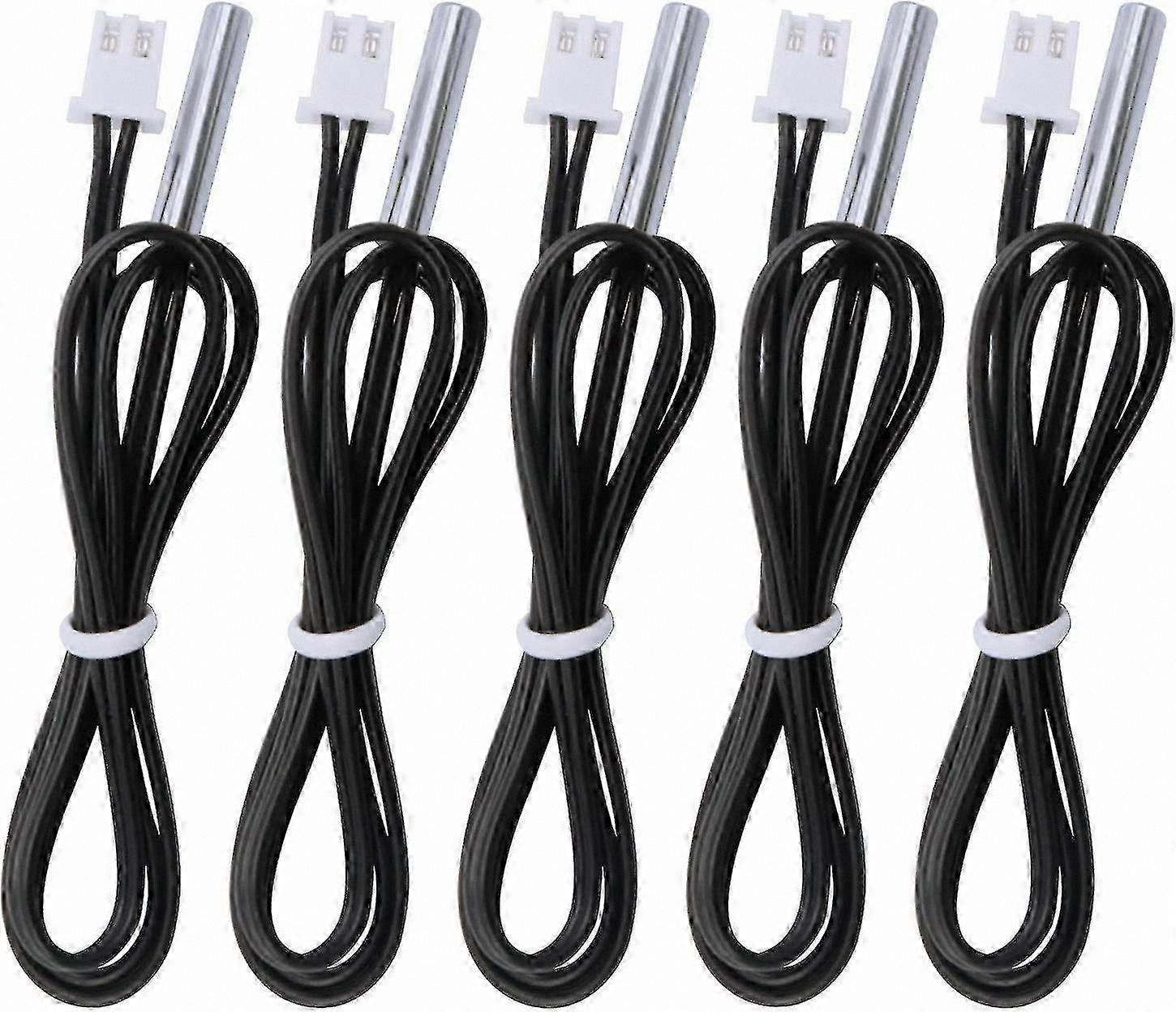 5pc 10k Ohm B3950 NTC Temperature Sensor Probe, -25 to 125°C Range, 0.5m Stainless Steel Cable