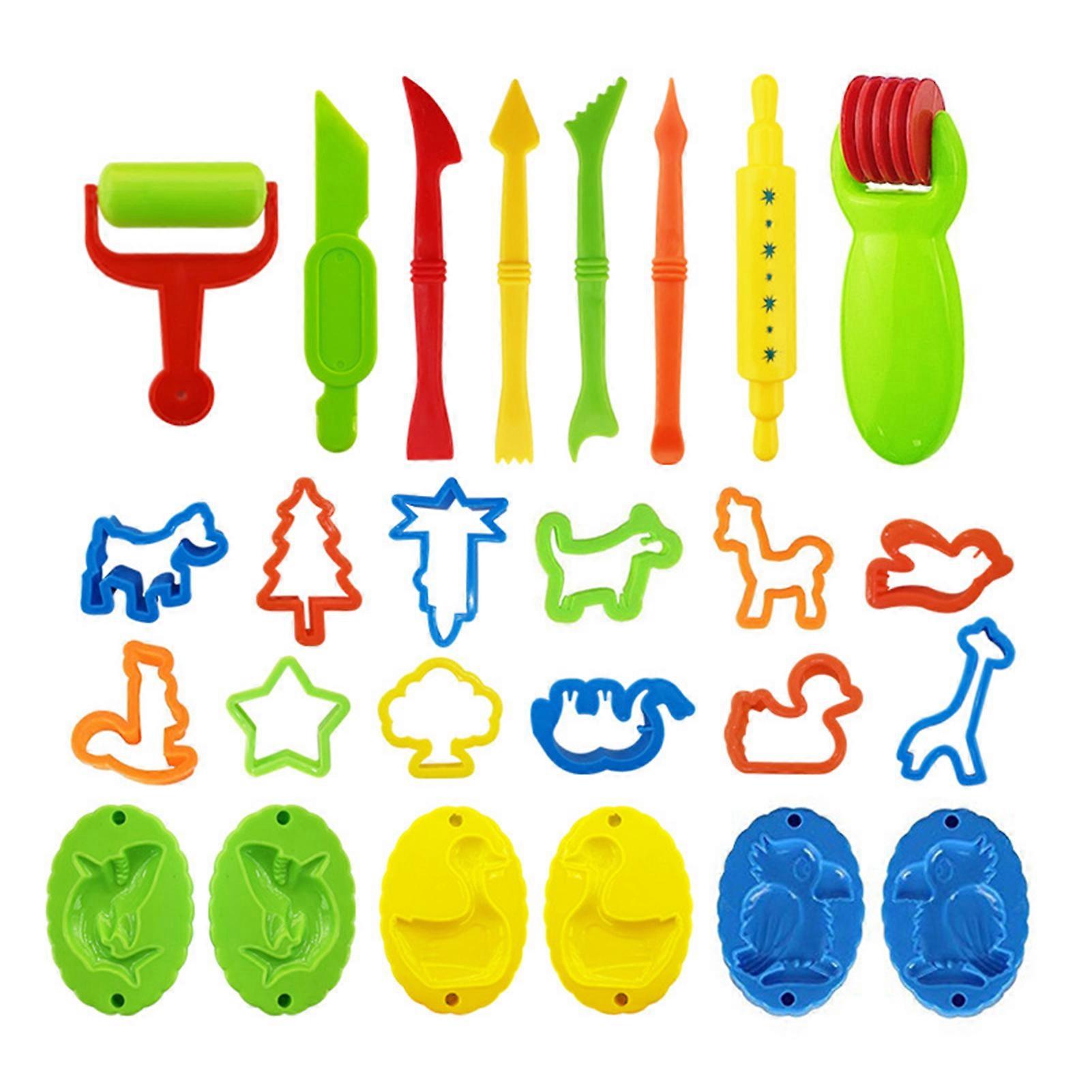 26 Pieces Plasticine Tools Set with Various Plastic Molds Rollers Cutters Educational Clay Accessories for Children Random Color