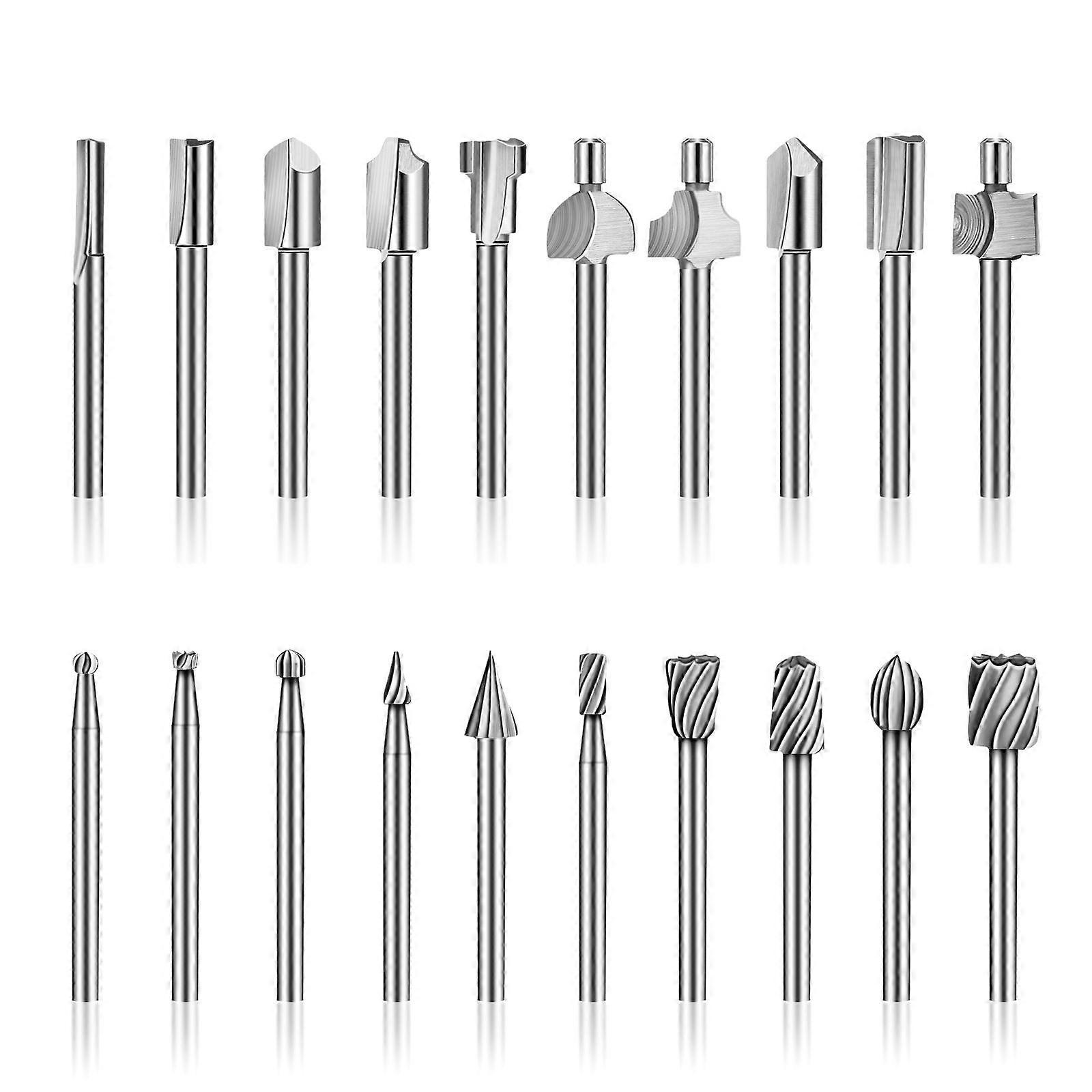 BETTE HSS Router Bits, 20Pcs 3mm 1/8" High Speed Steel Router Bits Woodworking