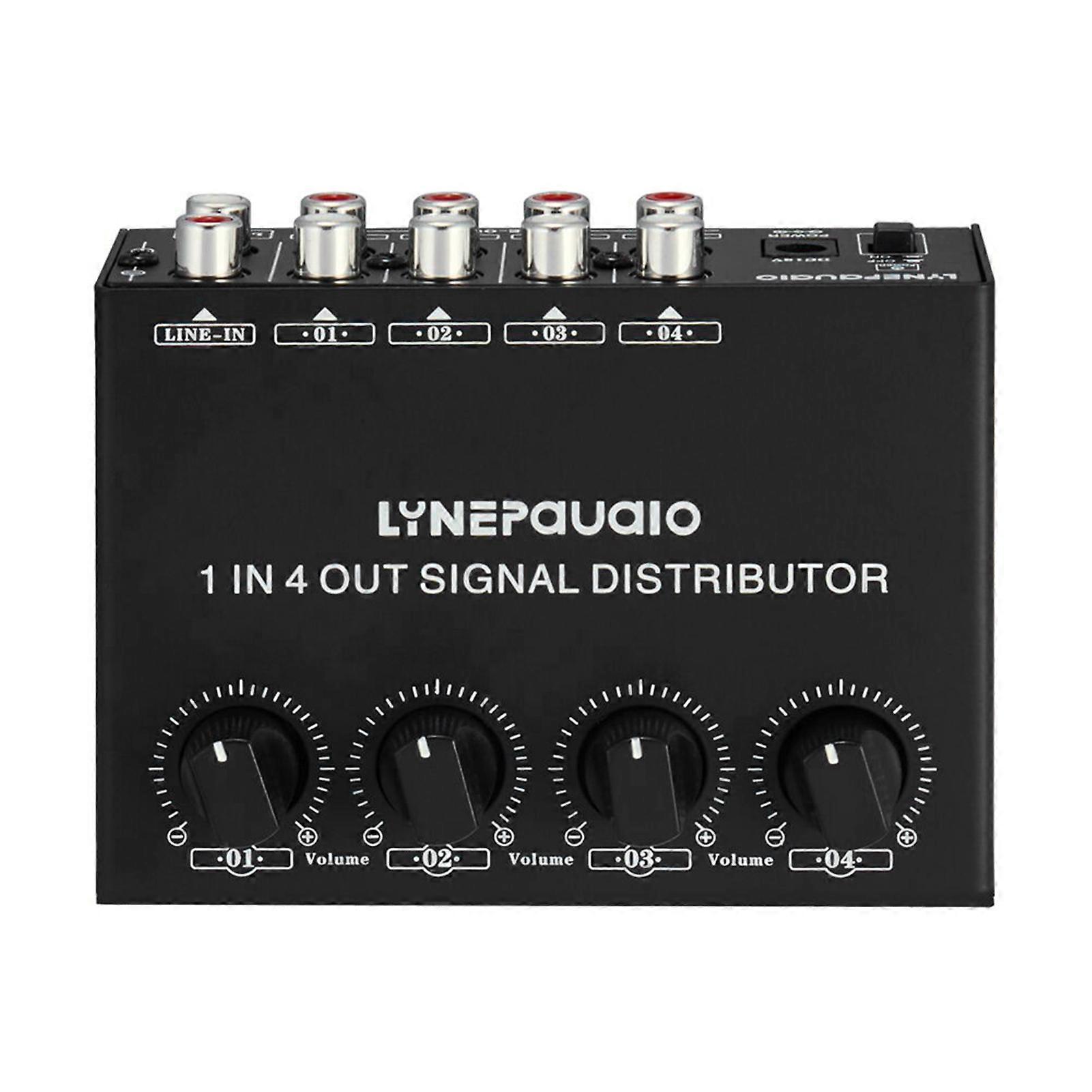 LYNEPAUAIO 1-in-4-out Stereo Amplifier RCA Audio Distributor 10.9x7.9x3.8cm