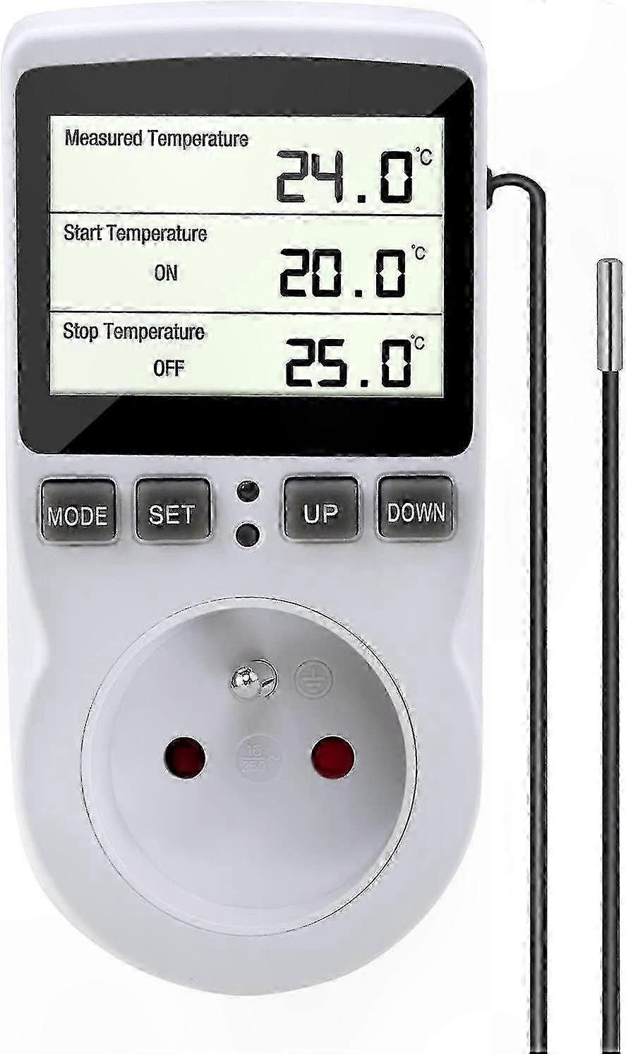 Digital Thermostat Socket with Probe, Programmable Temperature Controller for Heating Devices