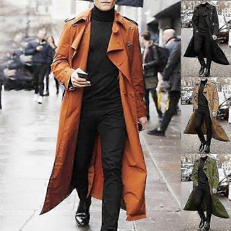 Trench Coat Mens Overcoat Casual Slim Fit Windbreak Plus