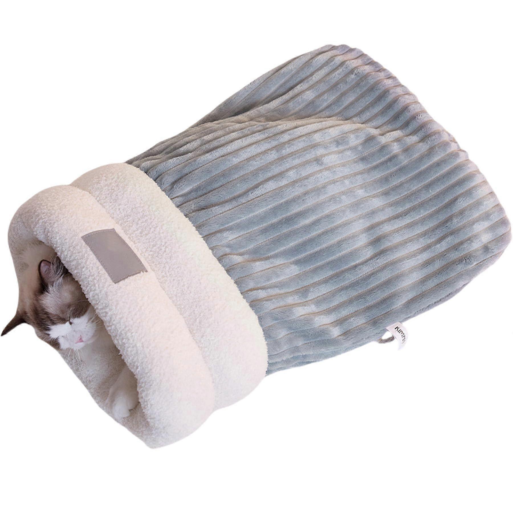 Cat Sleeping Bag Winter Cat Sleeping Bag For Indoor Cats Gray Size L Soft Comfortable Pet Sleeping Bag Bed Mat