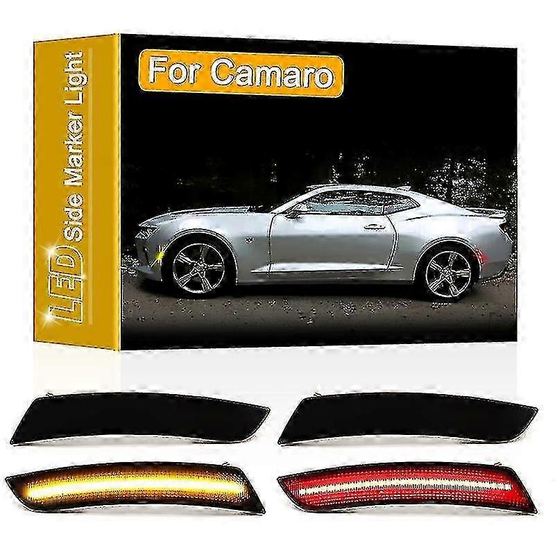 Smoked Lens Front and Rear Led Side Fender Marker Lamp Assembly, These are Parking Lights for a Chevrolet Chevy Camaro 2016 2017 2018 2019
