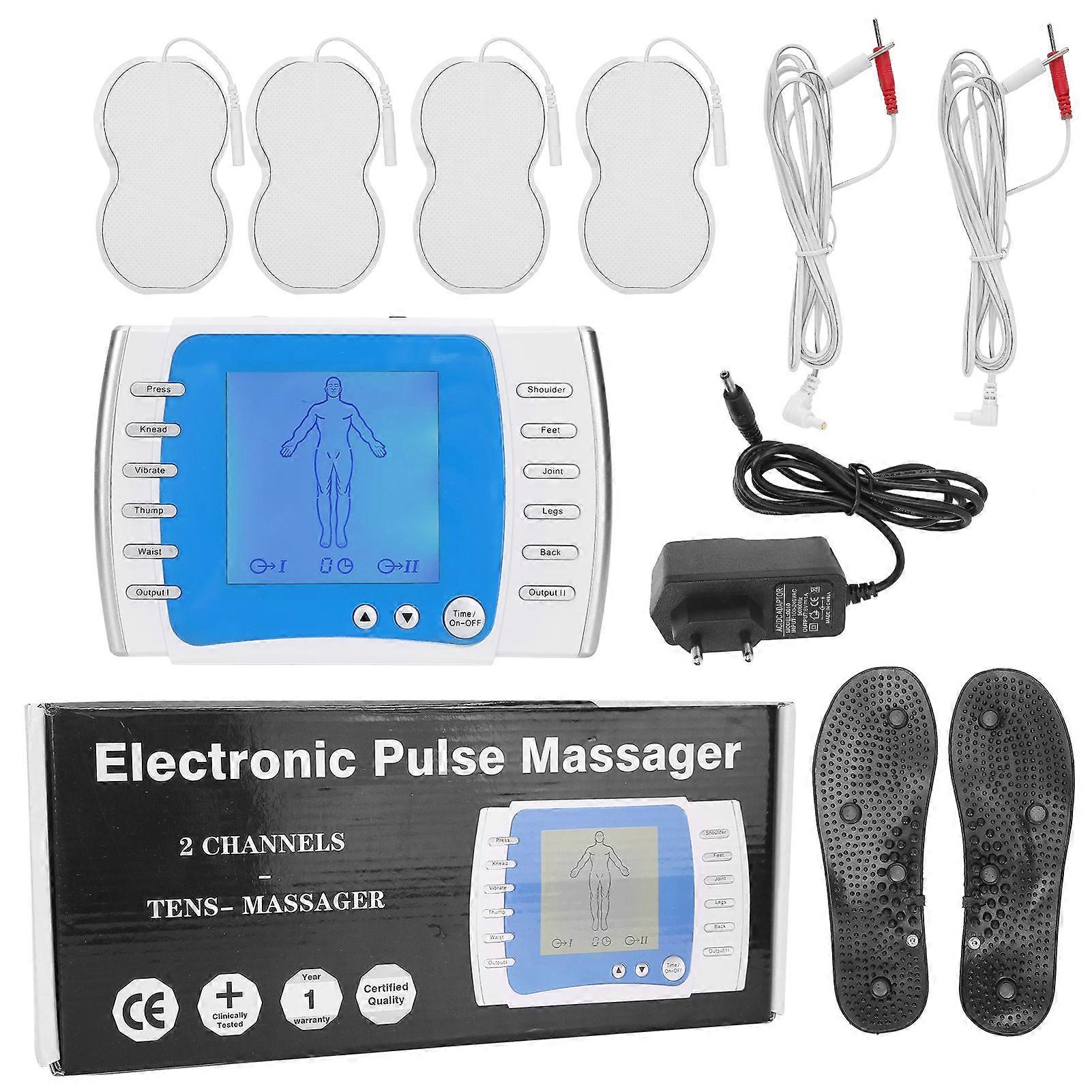 2 Channels Electronic Pulse Massager Adjustable Muscle Massage Device EU Plug 100-240V